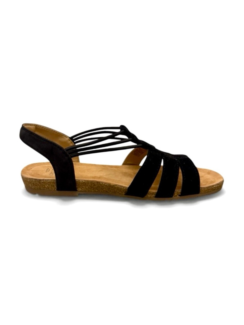 Earth Origins Laney Wide Suede Sling-Back Sandals Black 10W NIB